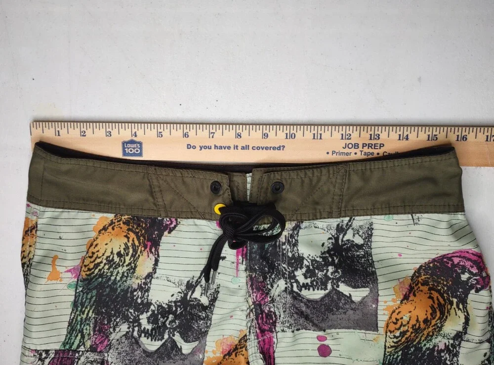 Analog Boardshorts Men 30 Multicolor Pink Skulls Parrot Motif Swim Surf Trunks